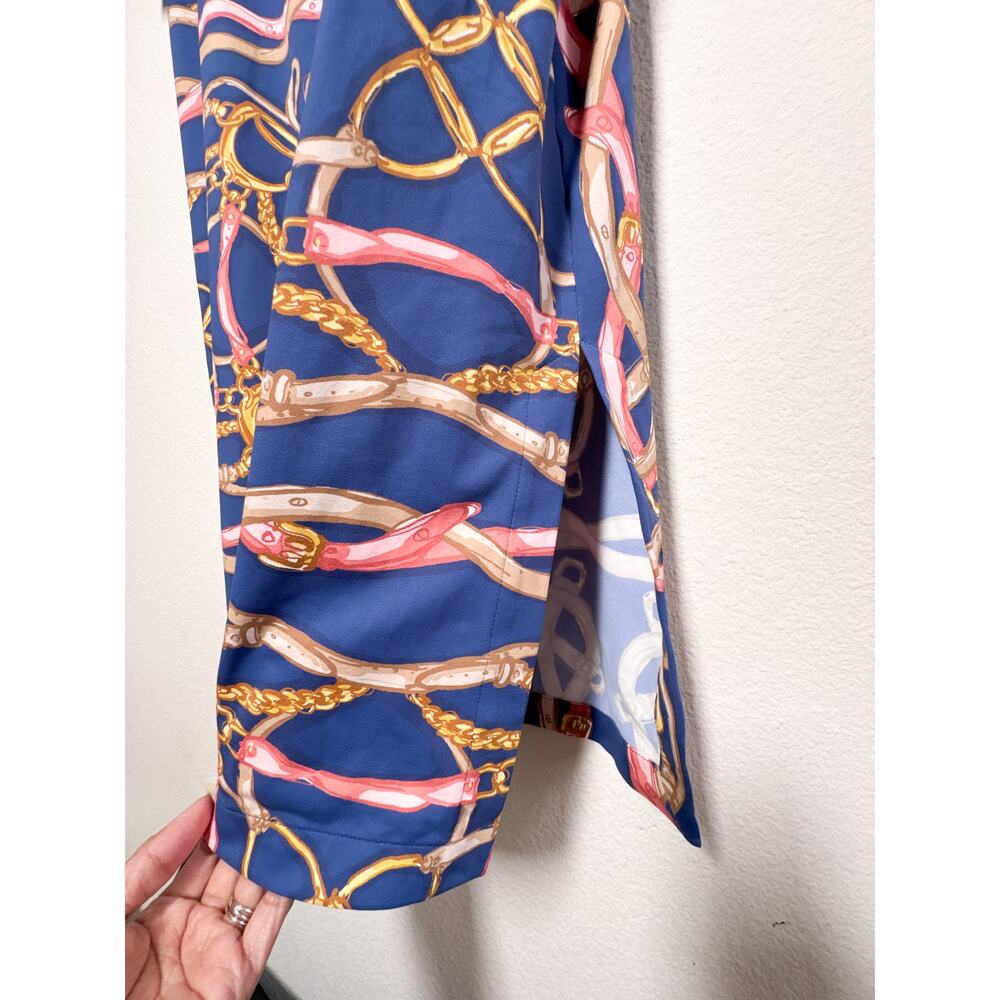 J McLaughlin Amory Maxi Dress XL Mega Riding Lessons Navy Coral Catalina - Picture 7 of 13